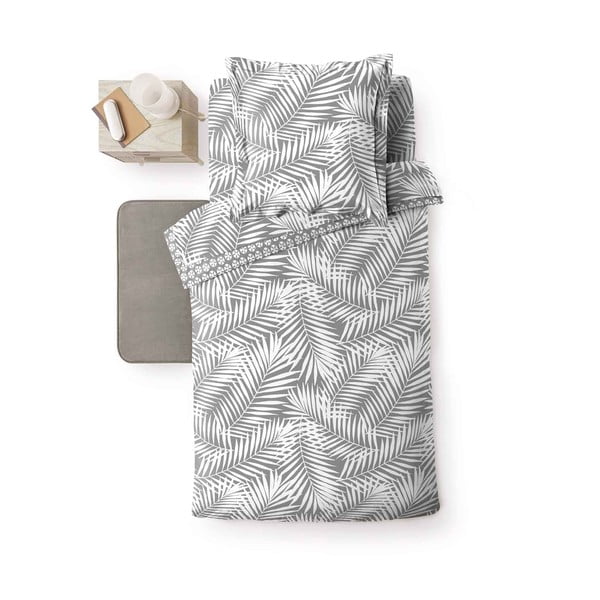 Siva pamučna navlaka za poplun za krevet za jednu osobu 140x200 cm Botania – douceur d'intérieur