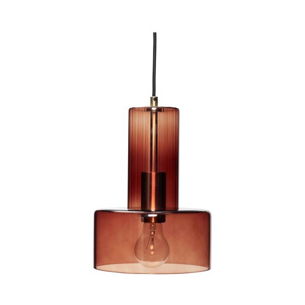 Smeđa viseća svjetiljka s mogućnosti zatamnjivanja sa staklenim sjenilom ø 20 cm Ripple – Hübsch