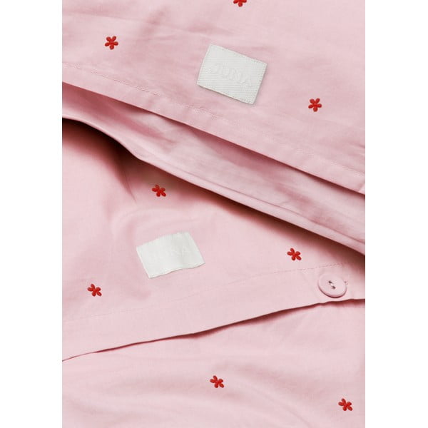 Ružičasta posteljina za krevet za jednu osobu od pamučnog perkala 140x200 cm Daisy – JUNA-image-3