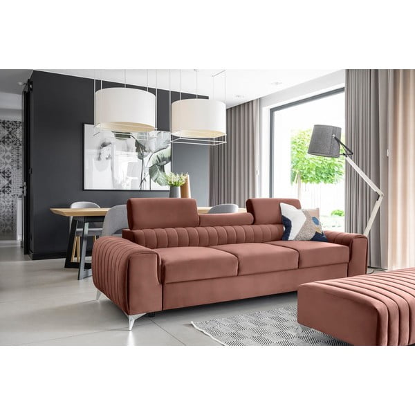 Ružičasta baršunasti sklopiva sofa 261 cm Laurence – ELTAP-image-1