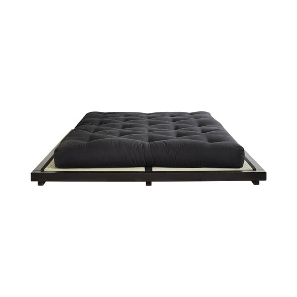 Bračni krevet od borovine s madracem i tatami Karup Design Dock Double Latex Black / Black, 140 x 200 cm