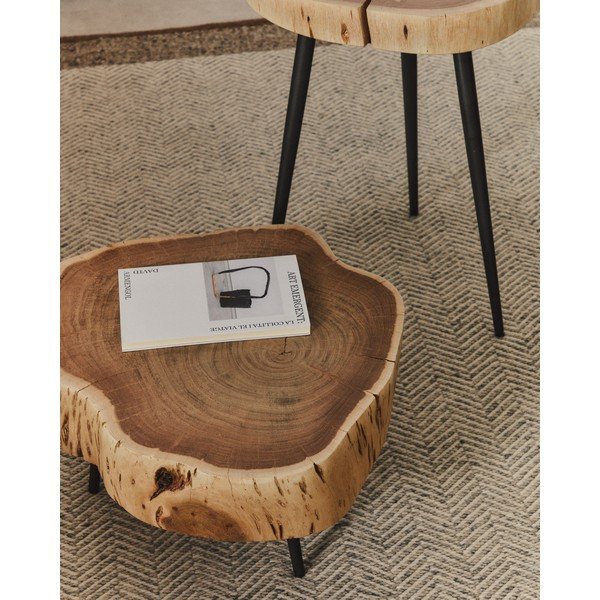 Okrugao stolić za kavu s pločom stola od bagrema u prirodnoj boji 49x47 cm Tanive – Kave Home-image-2