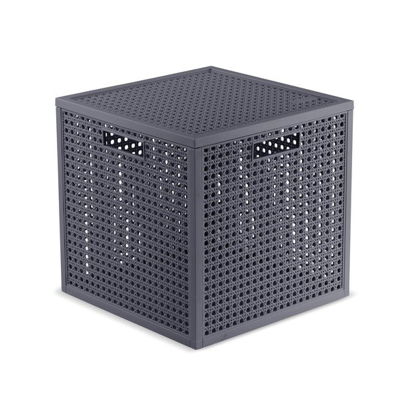 Tamno siva kutija za pohranu s poklopcem od reciklirane plastike 28x28x28 cm Kaya Cube – Curver