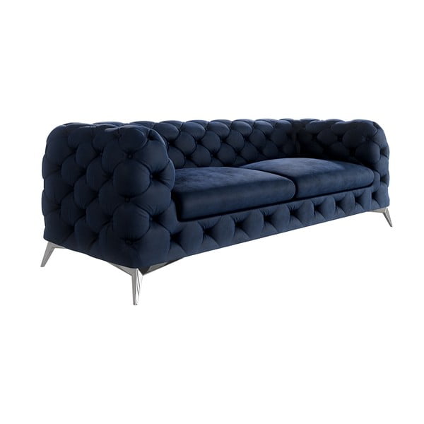 Tamno plava baršunasti sofa 225 cm Chelsea – Ropez-image-1