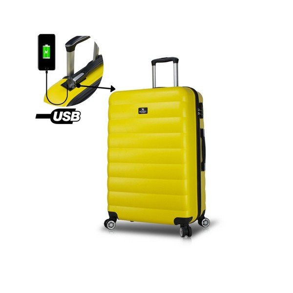 Žuti putni kovčeg na kotačima s USB priključkom My Valice COLORS RESSNO Pilot Suitcase-image-2