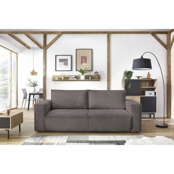 Smeđe-siva sklopiva sofa od samta 245 cm Nihad – Bobochic Paris-image-1