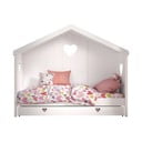 Bijeli dječji krevet od masivnog bora u obliku kućice/s dodatnim ležajem s prostorom za pohranu 90x200 cm AMORI – Vipack