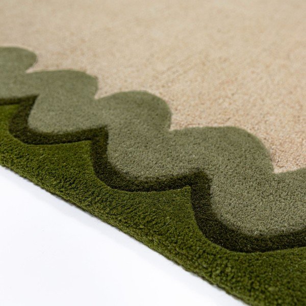 Zeleni/u prirodnoj boji ručno rađen vunen tepih 140x200 cm Wiggle Wool – Flair Rugs-image-3