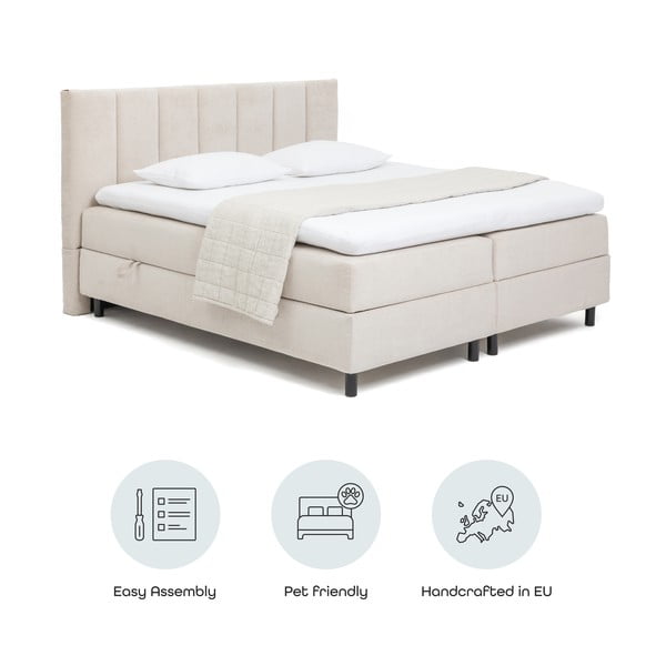 Bež boxspring krevet s prostorom za odlaganje 180x200 cm Elva Bold Line – Bonami Selection-image-4