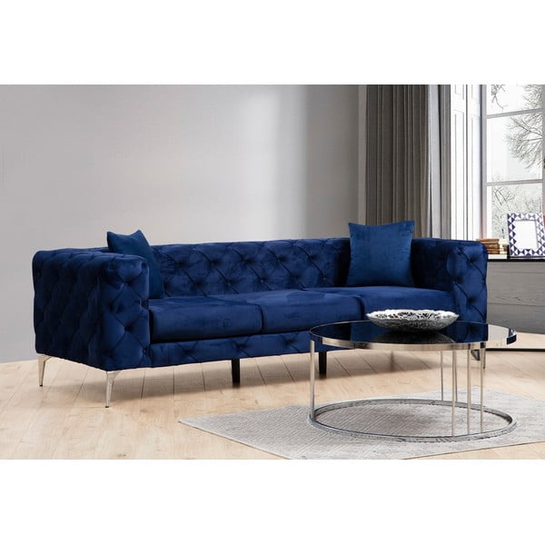 Tamno plava baršunasti sofa 237 cm Como – Artie-image-1