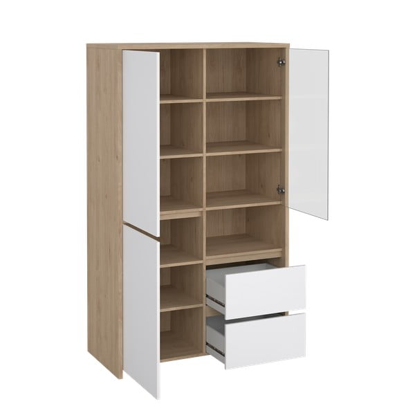 Bijela/u prirodnoj boji vitrina u dekoru hrasta 100x170x48 cm Next – Tvilum-image-2