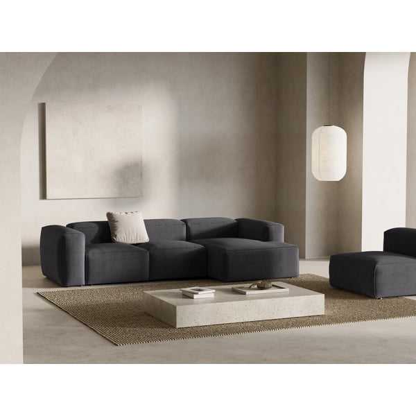 Tamno siva kutna garnitura od samta (s desnim kutom/s ležaljkom) Bergamo – Cosmopolitan Design-image-1