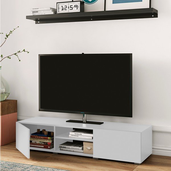 Bijela TV komoda 140x31 cm Podium - TemaHome -image-1