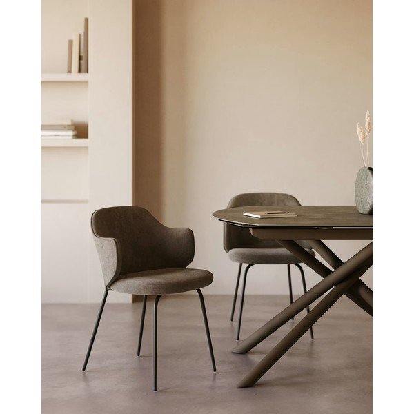Smeđe podstavljene blagovaonske stolice u setu 2 kom Yunia – Kave Home-image-2