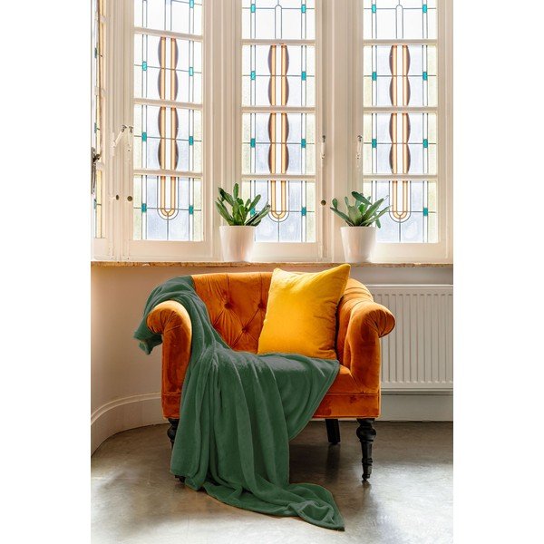 Tamno zeleni prekrivač od mikropliša za krevet za jednu osobu 150x200 cm Cosy - Tiseco Home Studio-image-1
