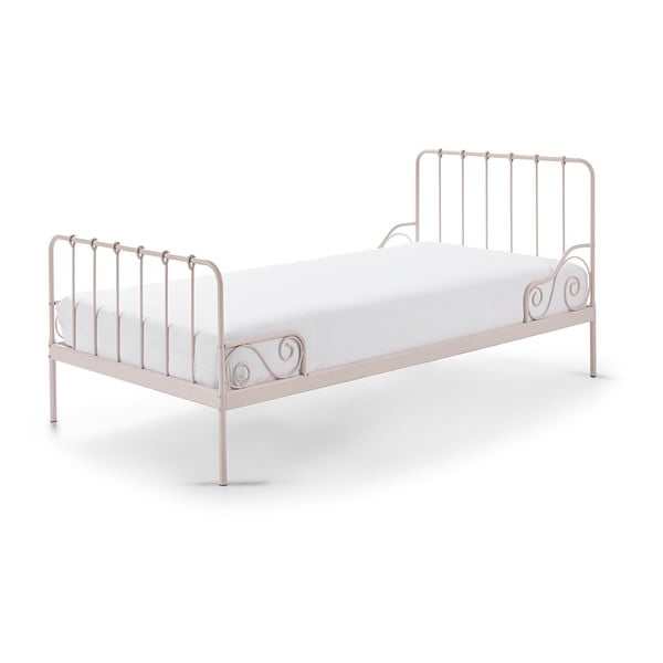 Ružičasti metalni dječji krevet Vipack Alice, 90 x 200 cm