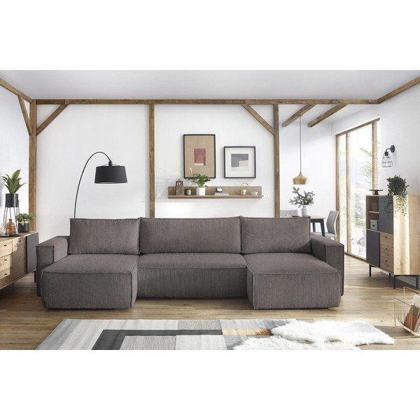 Tamno siva sklopiva kutna garnitura od samta (u obliku slova "U") Nihad – Bobochic Paris-image-1