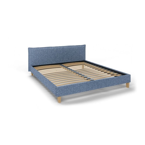 Plavi tapecirani bračni krevet s podnicom 180x200 cm Tina - Ropez