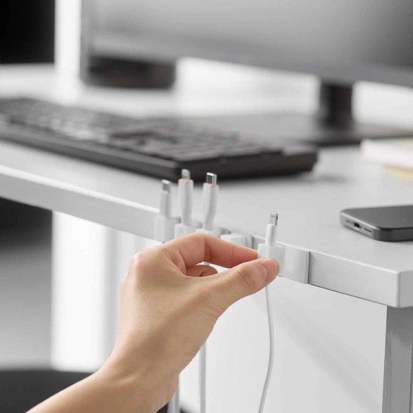 Bijeli metalni uredski organizatori u setu 5 kom za kablove Smart – YAMAZAKI-image-3