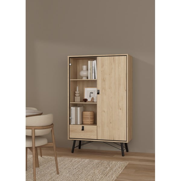 Vitrina u dekoru hrasta u prirodnoj boji 102x162x40 cm Ry – Tvilum-image-1