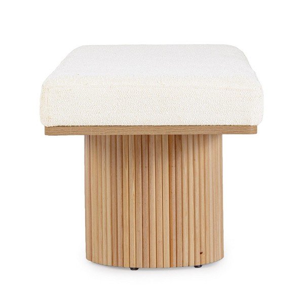 Krem podstavljena klupa od bouclé tkanine Floriana – Bizzotto-image-3