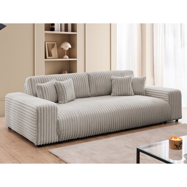 Svijetlo siva sklopiva/s prostorom za odlaganje sofa od samta 260 cm Justin  – Ropez-image-3