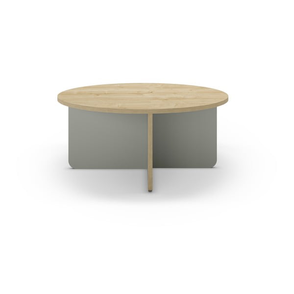 Svijetlo zeleni/u prirodnoj boji okrugao stolić za kavu s pločom stola u dekoru hrasta ø 80 cm Hillary – Marckeric-image-2