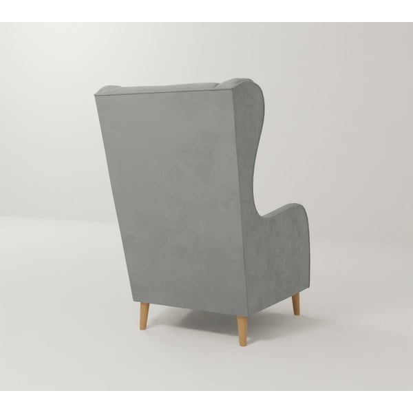 Svijetlo siva baršunasta wing fotelja Carole – Ropez-image-2
