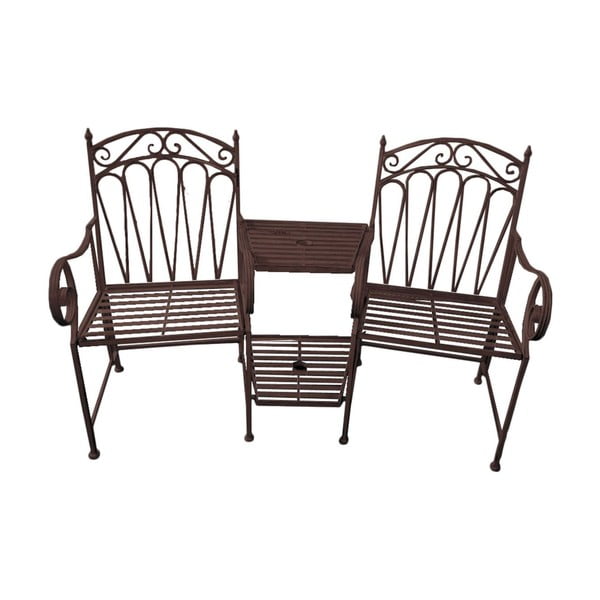 Crna metalna vrtna klupa Rinjani – Garden Pleasure-image-1