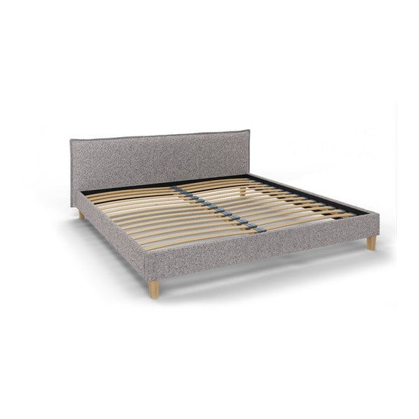 Sivi tapecirani bračni krevet s podnicom 200x200 cm Tina - Ropez