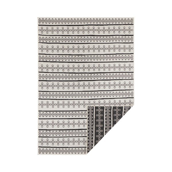 Crno-krem dvostrani tepih prikladan za vanjsku Bougari Madeiru, 80 x 150 cm