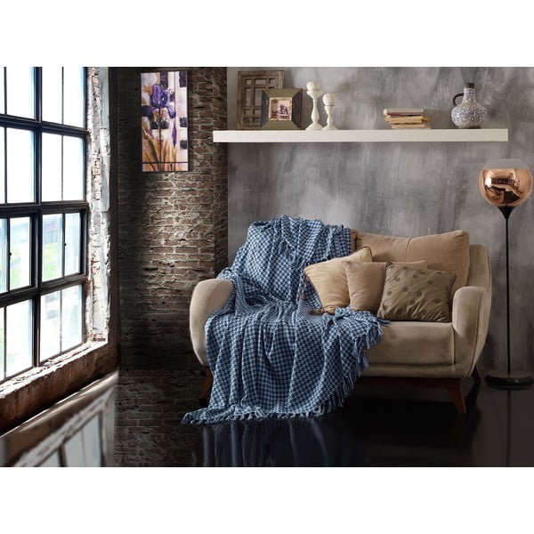 Lagani prošiveni pamučni prekrivač EnLora Home Throw Indigo Baby Blue, 200 x 230 cm