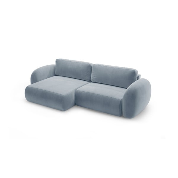 Prljavo plava baršunasti sklopiva/s prostorom za odlaganje kutna garnitura Tonale – Cosmopolitan Design-image-2