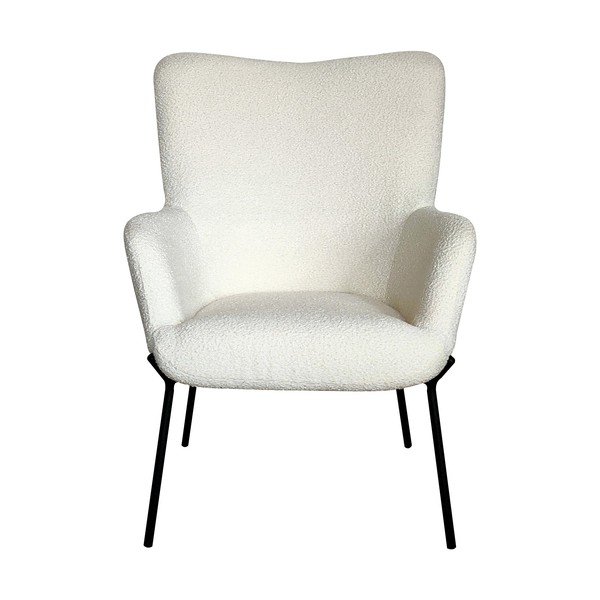 Bijela fotelja od bouclé tkanine Glasgow  – House Nordic-image-1