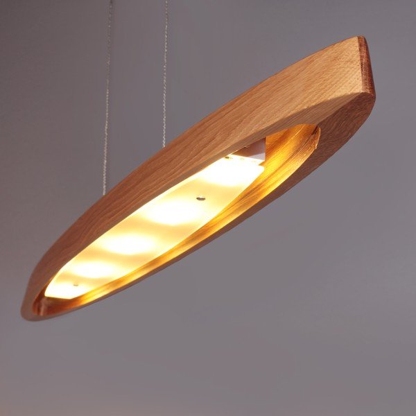 LED viseća svjetiljka s mogućnosti zatamnjivanja u srebrnoj boji/u prirodnoj boji s drvenim sjenilom Shine-wood – Fischer & Honsel-image-1
