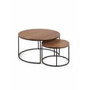 Smeđi okrugli stolići u setu od 2 s pločom u drvenom dekoru oraha ø 80 cm Yona - Kave Home