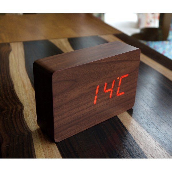 Smeđa budlica s crvenim LED zaslonom Gingko Brick Click Clock-image-2