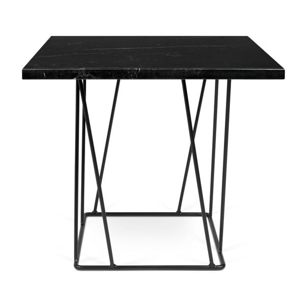 Stolić za kavu od crnog mramora s crnim nogama TemaHome Helix, 50 x 50 cm