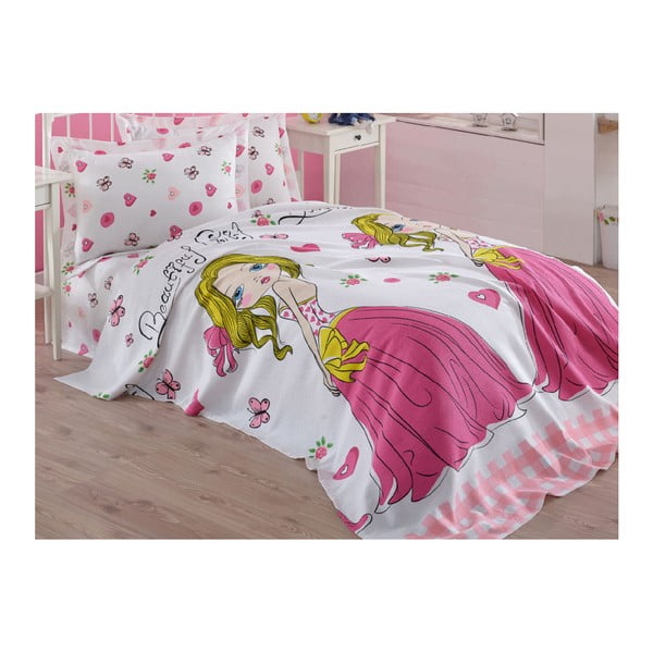 Ružičasti dječji pamučni prekrivač za krevet Mijolnir Princess, 160 x 235 cm