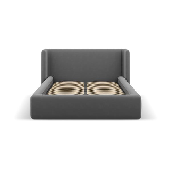 Sivi tapecirani bračni krevet s prostorom za odlaganje s podnicom 160x200 cm Jason – Windsor & Co Sofas-image-2