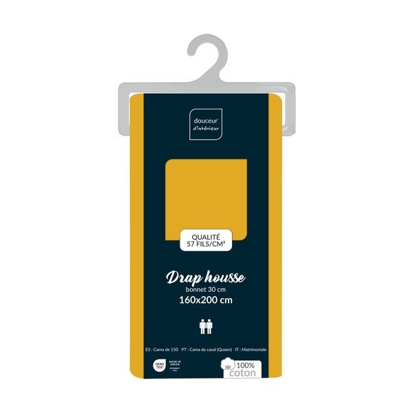 Žuta  pamučna plahta s gumom 160x200 cm Lina – douceur d'intérieur-image-2