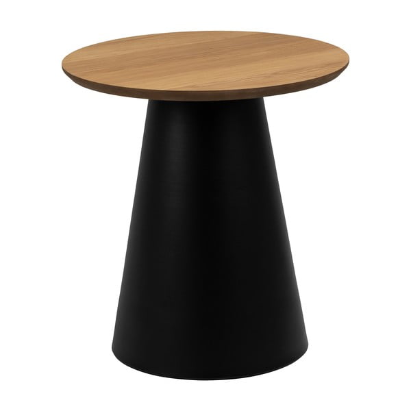 Crni/u prirodnoj boji okrugli stolić za kavu s pločom stola u dekoru hrasta ø 45 cm Soli – Actona