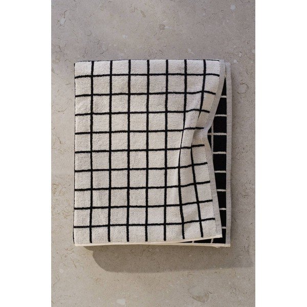Crni/bež pamučan ručnik 90x150 cm Grid – Jotex-image-1