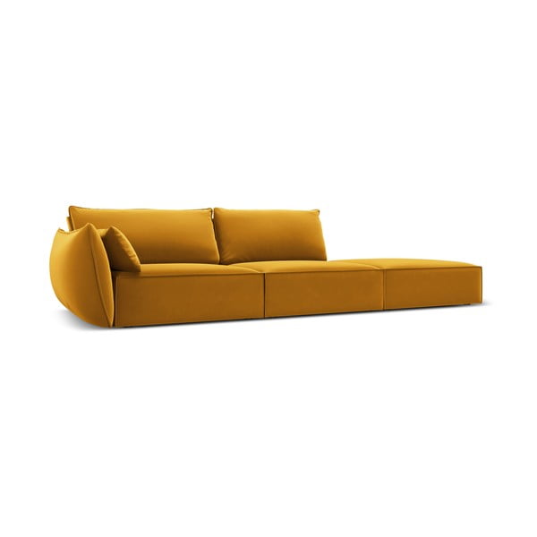 Senf žuta baršunasta sofa s lijevim kutom 264 cm Vanda – Mazzini Sofas-image-2