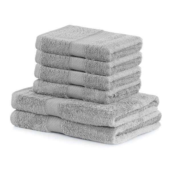 Set od 2 siva velika ručnika i 4 mala ručnika AmeliaHome Bamby Silver