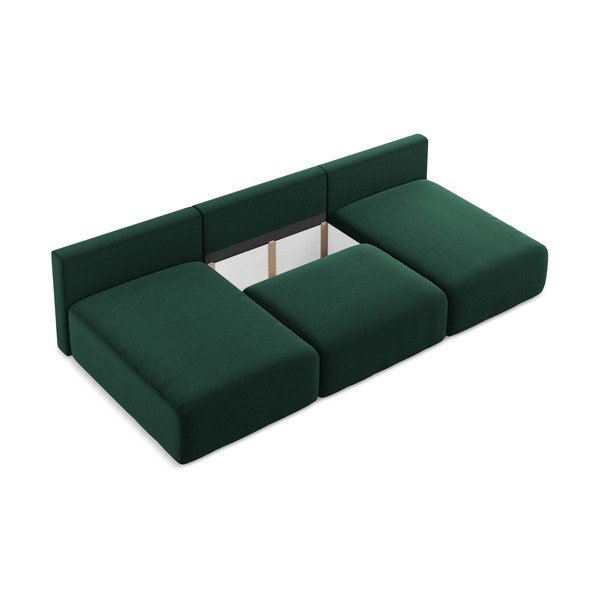 Tamno zelena baršunasti sklopiva/s prostorom za odlaganje kutna garnitura (u obliku slova "U") Kalena – Makamii-image-4