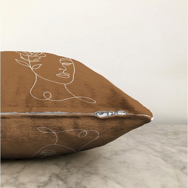 Narančasto-smeđa jastučnica s udjelom pamuka Minimalist Cushion Covers chenille, 55 x 55 cm-image-1