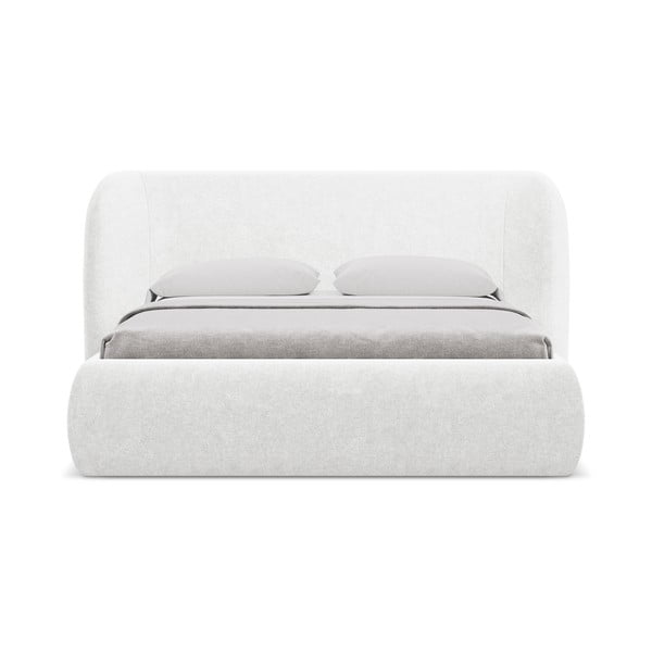 Bijeli tapecirani bračni krevet s prostorom za odlaganje s podnicom 180x200 cm Hauke – Makamii-image-3