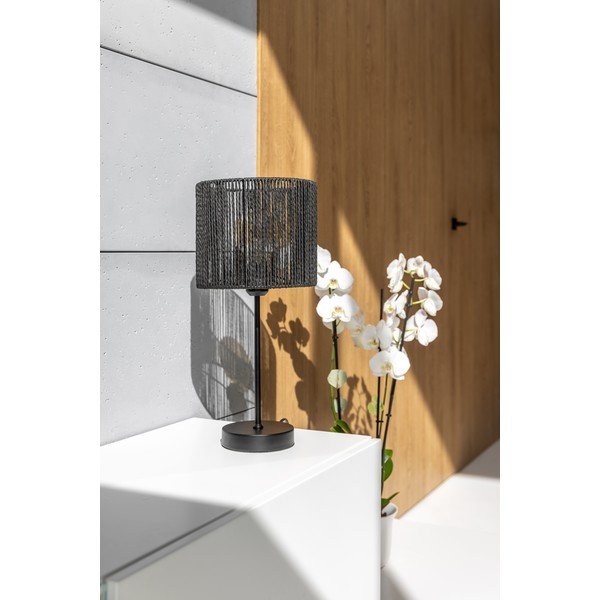 Crna stolna lampa sa sjenilom od trstike (visina 48 cm) Foresto – GTV-image-2