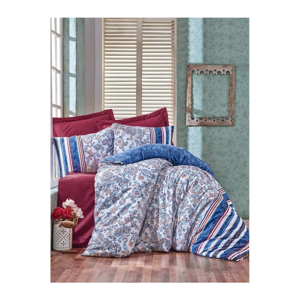 Pamučna posteljina sa plahtama za bračni krevet Kalmo, 200 x 220 cm